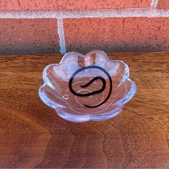 Scalloped Purple Swirl Art Glass Bowl Handmade Artisan Made Textured - Picture 12 of 16